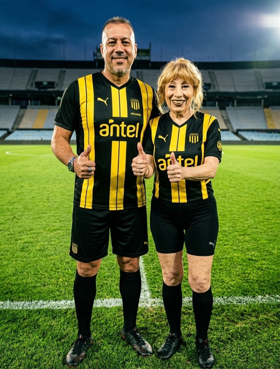 Dos invitados con un estilo de fútbol elegido para el evento.