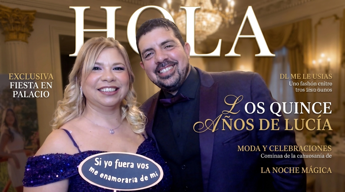 Ejemplo de portada de revista personalizada para una celebración.